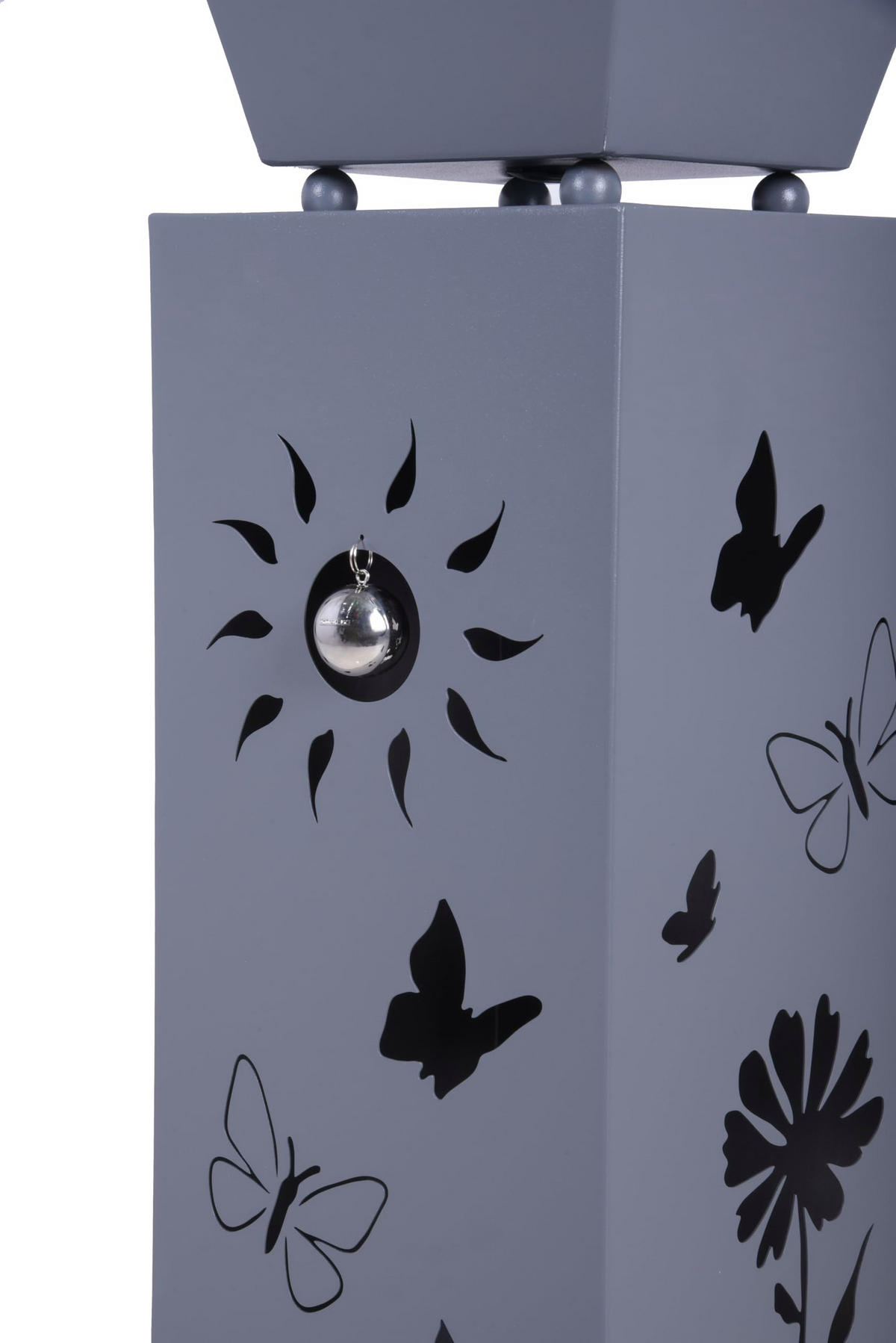 PFLANZSÄULE Lund mit Blumenmotiv Grau Stahl Pflanzkübel - Grau, Metall (82cm) - DELUKE
