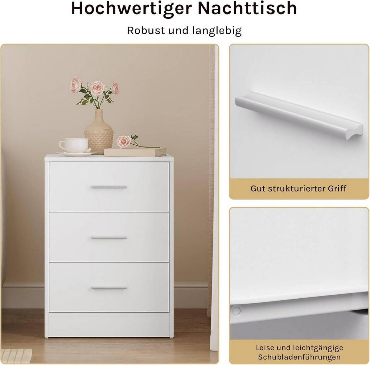NACHTTISCH 2er Set, 39x54x28 cm, Weiß - Weiß, Holzwerkstoff (39/54/28cm) - Woltu