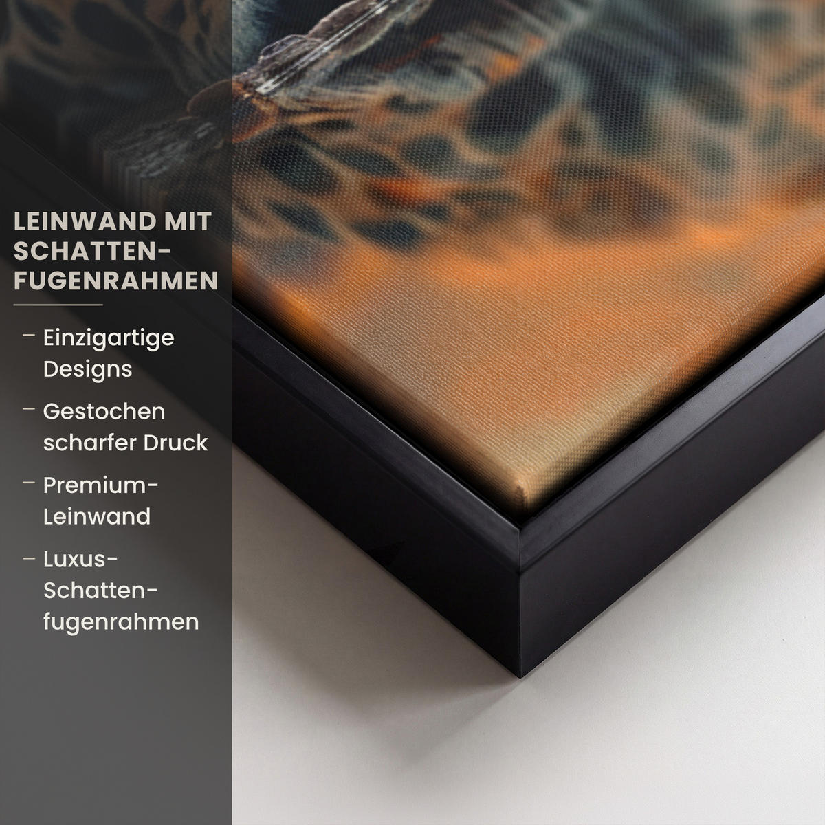 LEINWAND Bilder mit Rahmen - Natur - Leopard - Tier - Sonnenuntergang - Modern - 70x50 - Orange, Textil (70/50cm) - MuchoWow