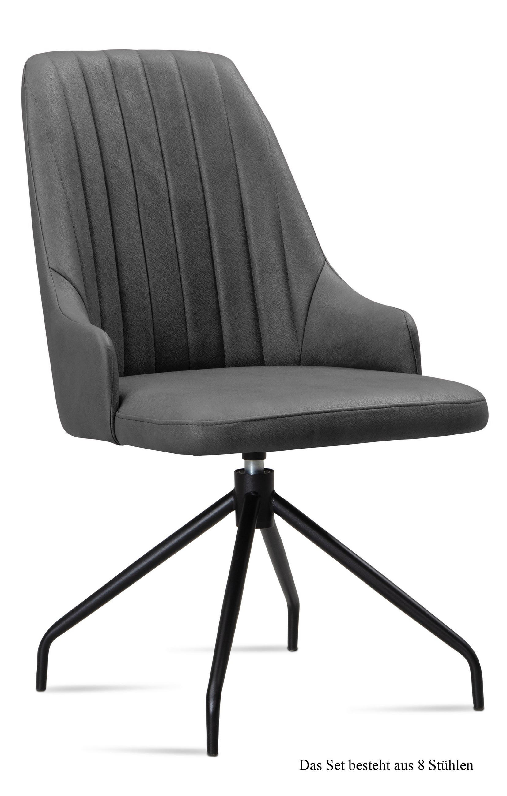 ESSZIMMERSTUHL drehbar (8er-Set) Doreen 52x91x60 Schwarz/Grau - Schwarz/Grau, Kunststoff (60/91/52cm) - 58aufmkessel