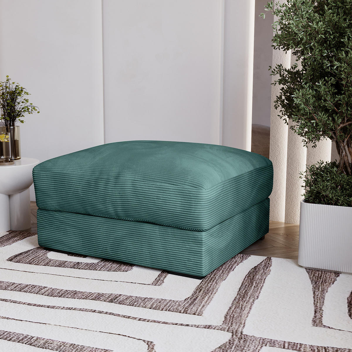 POLSTERHOCKER - Blau/Schwarz, Kunststoff/Textil (92/42/92cm) - home24