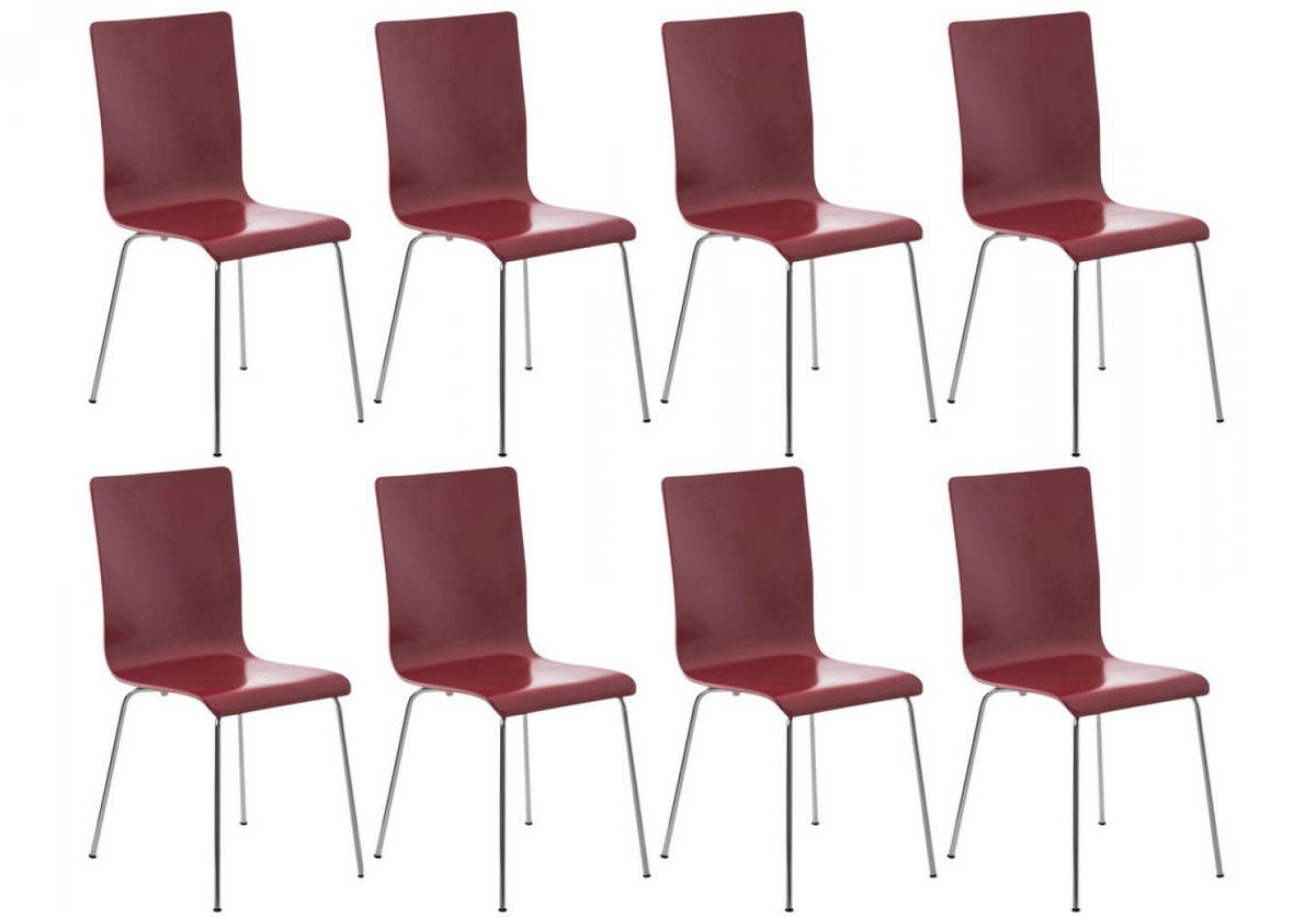 BESUCHERSTUHL 8er Set Holz rot - Rot, Holz/Metall (43/87/47cm) - CLP