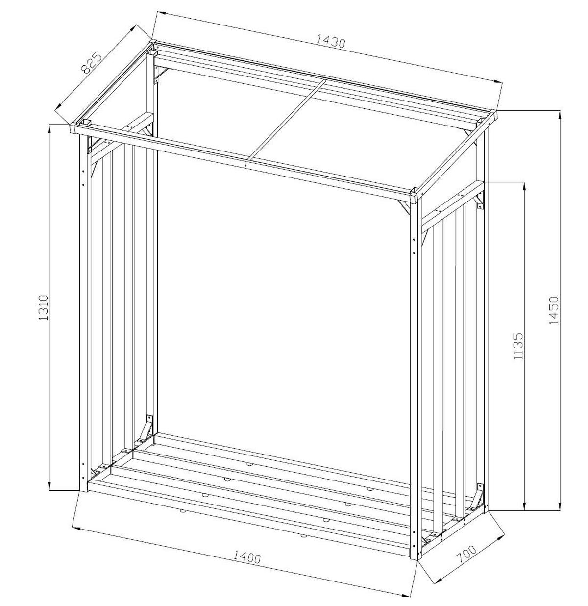 KAMINHOLZREGAL Außen 2 Stück 143x70x185 cm Metall Anthrazit 2,8 m³ / 4 SRM - Anthrazit, Metall (143/145/70cm) - QUICK STAR