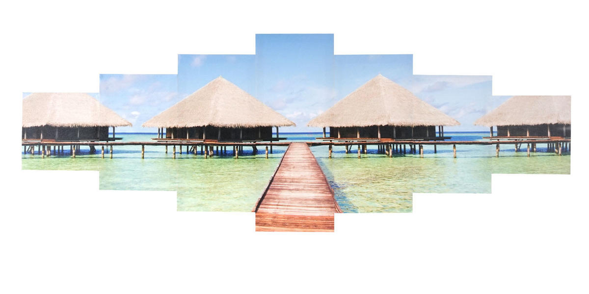 LEINWANDBILD BEACH 7-TLG. Multicolor - Multicolor, Holz (140/50cm) - Jamb