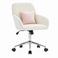 BÜRODREHSTUHL in Weiß 60x60x97 cm mit höhenverstellbarem Sitz und Samtbezug - Weiß, Textil (60/97/60cm) - IVMEU