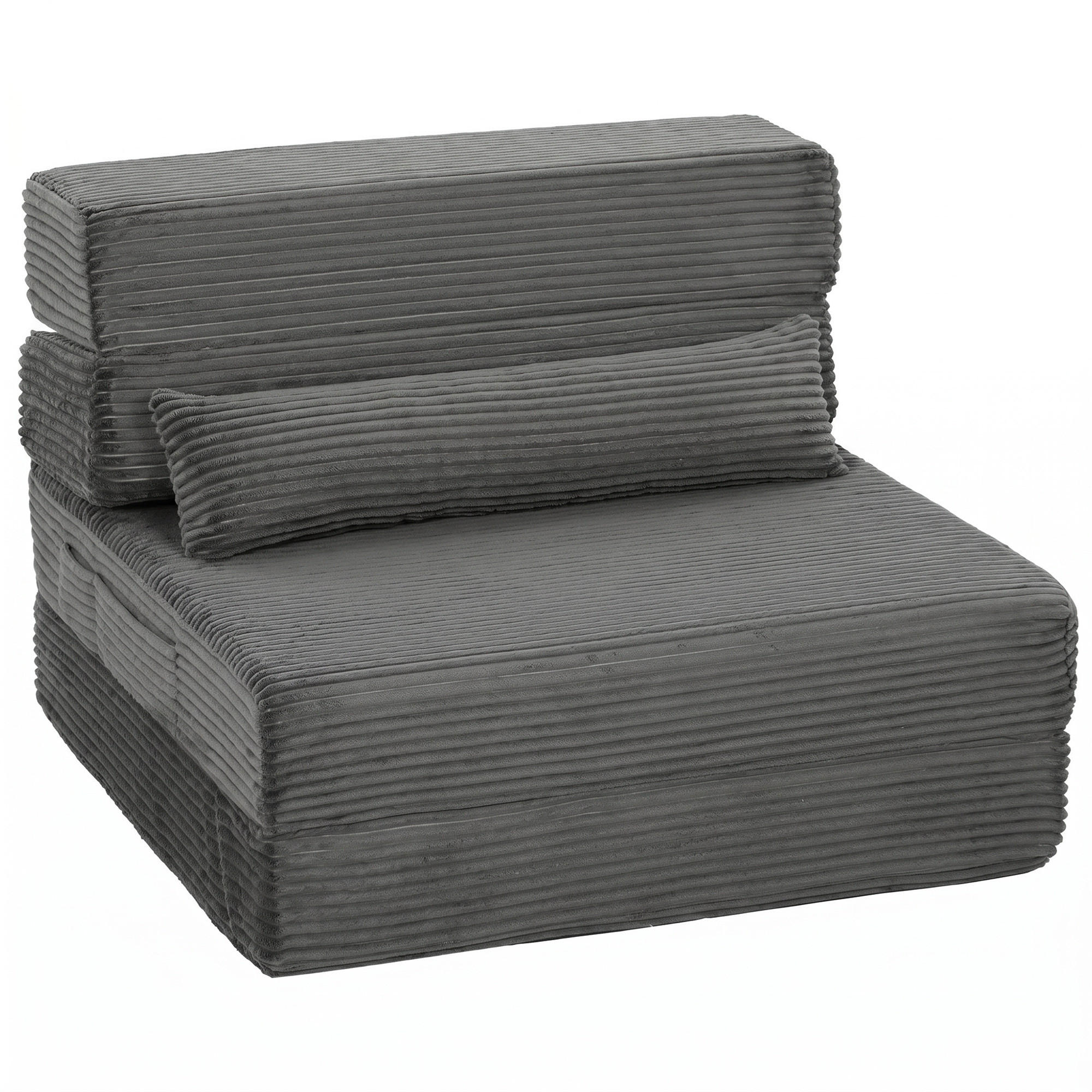 HOMCOM MANŠESTROVÁ židle na podlahu (100% polyester), tmavě šedá