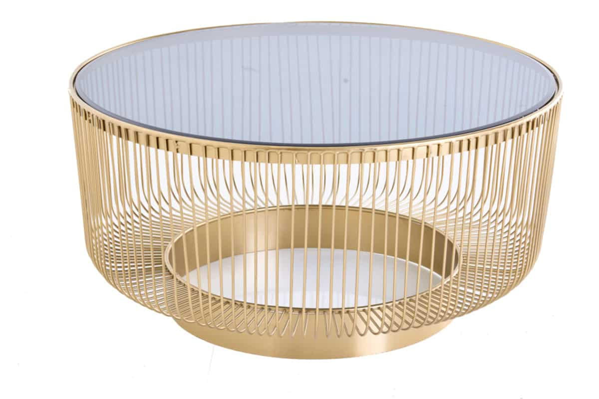 COUCHTISCH VARIATION rund Gold 79cm - Goldfarben, Glas/Metall (79/79/40cm) - riess-ambiente