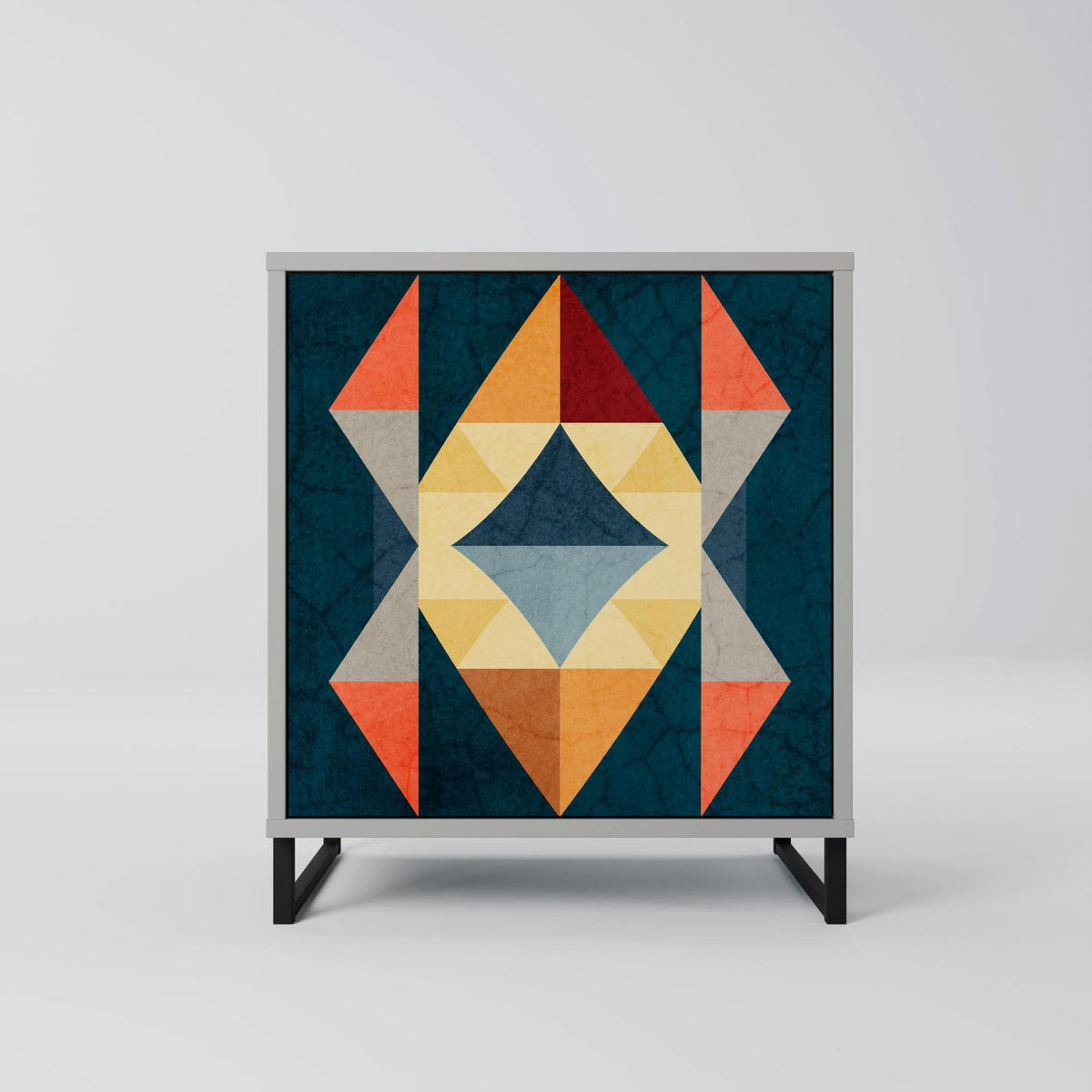 SIDEBOARD CRACKED ILLUSION, Grau, 57,5x42x57,5 cm, Ohne Füße - Multicolor/Grau, Holzwerkstoff (57.5/57.5/42cm) - SpaceRebels