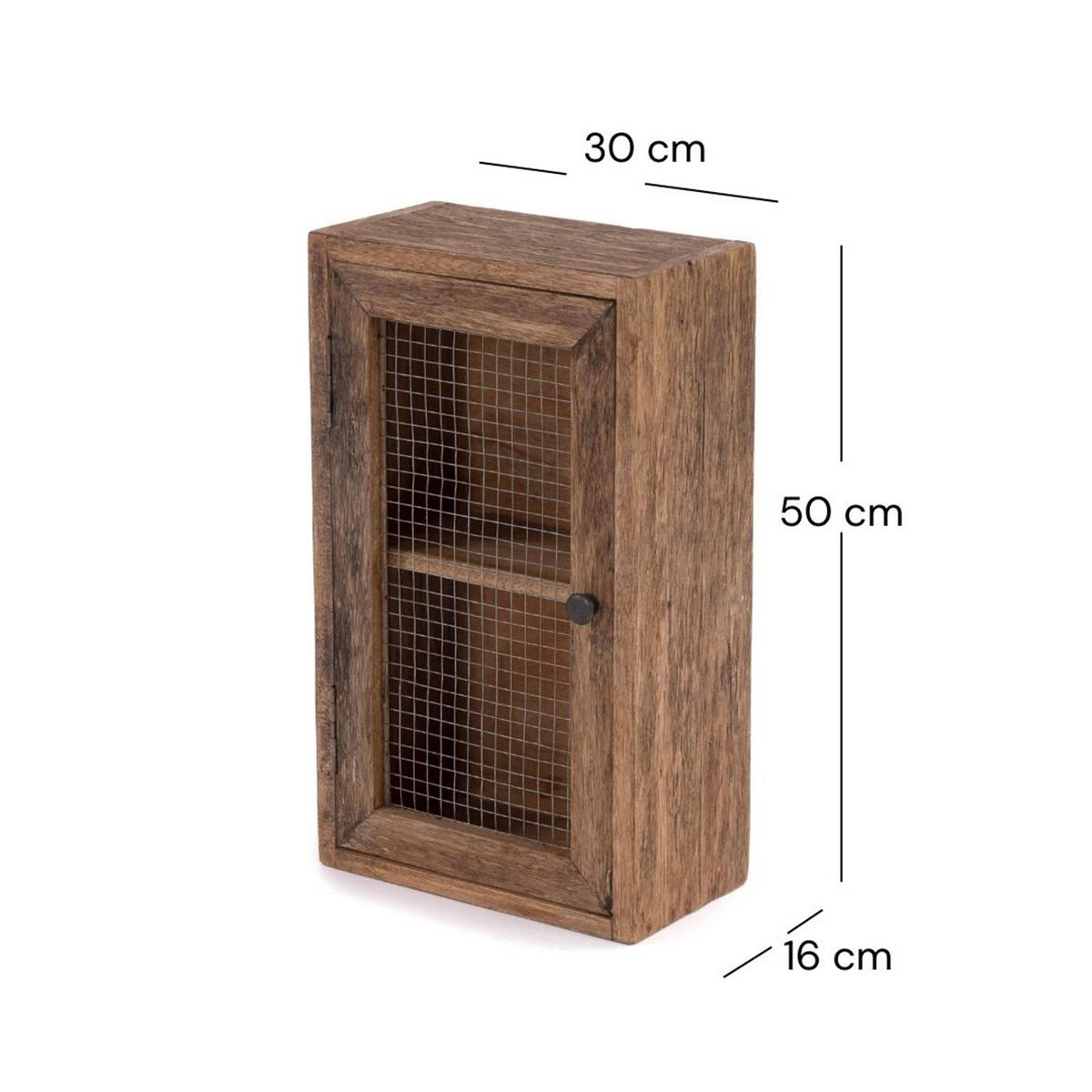 WAND-HÄNGESCHRANK Filo Massivholz, 2 Fächer mit Tür naturfarben - Naturfarben, Holz (30/50/16cm) - DESIGN DELIGHTS