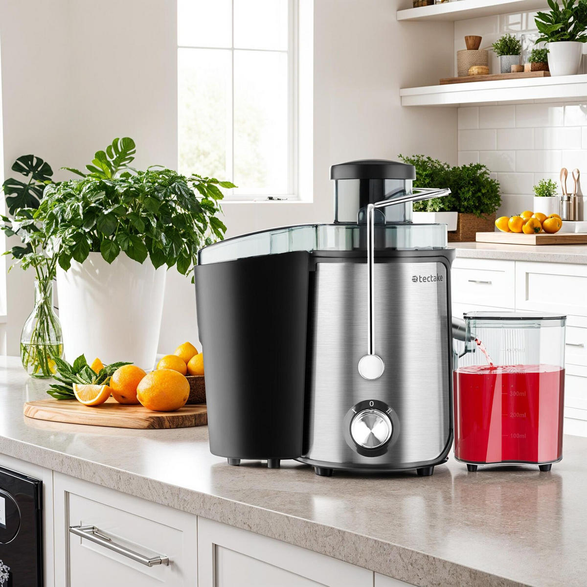 ENTSAFTER Frufi,500ml Fassungsvermögen, silber, 18 x 26 x 28,5 - Silberfarben, Metall (18/28.5/26cm) - tectake