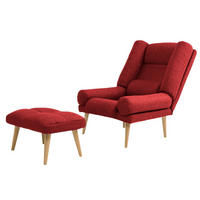 SESSEL Lola mit Fußhocker Rückenlehne 5-stufig einstellbar, rot - Rot, Holz/Kunststoff (75/100/60cm) - Margaret Hadas24