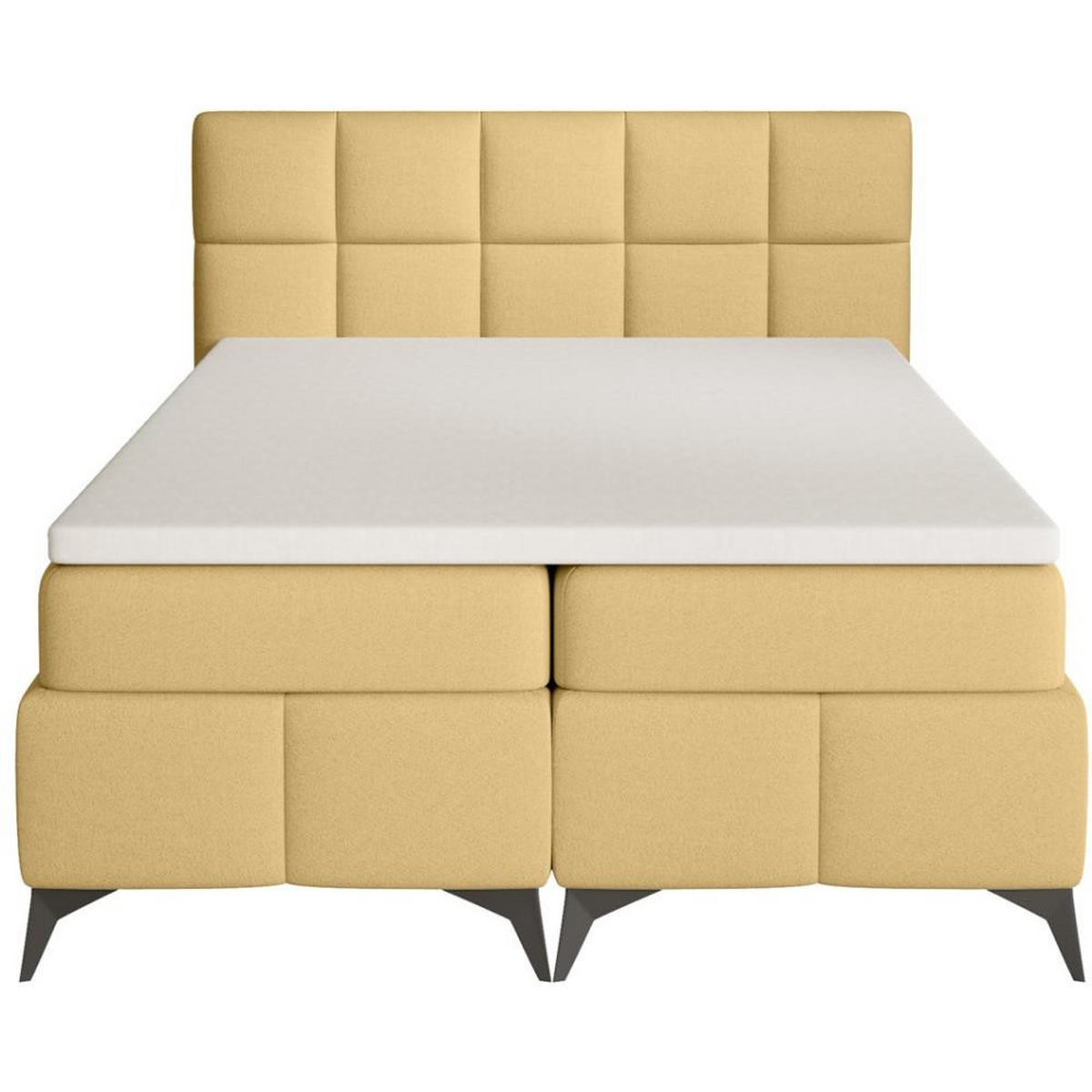 BOXBETT Solido mit Bettkasten 140x200 cm gelb - Gelb/Schwarz, Textil/Metall (140/200cm) - Beautysofa