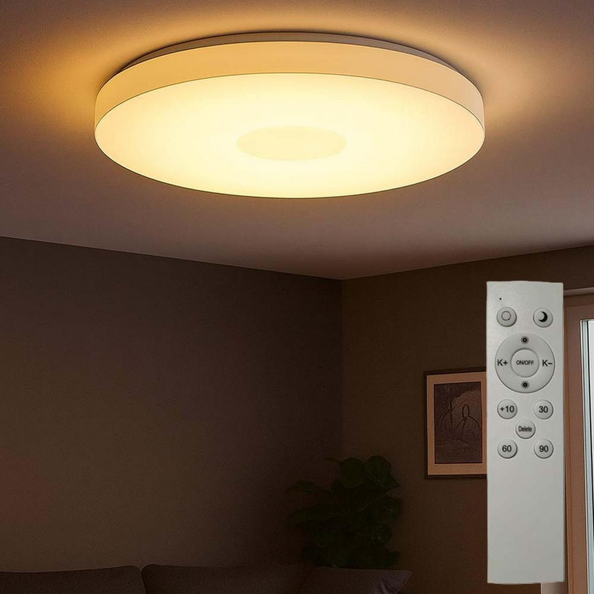 LED DECKENLEUCHTE Weiß Dimmbar Fernbedienung - Weiß, Metall (49.5/49.5/8.5cm)