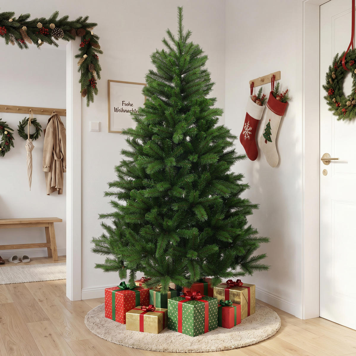 KÜNSTLICHER Weihnachtsbaum 188 cm, 736 Spitzen, Kiefern-Optik - Grün, Kunststoff (188cm) - Hometopia