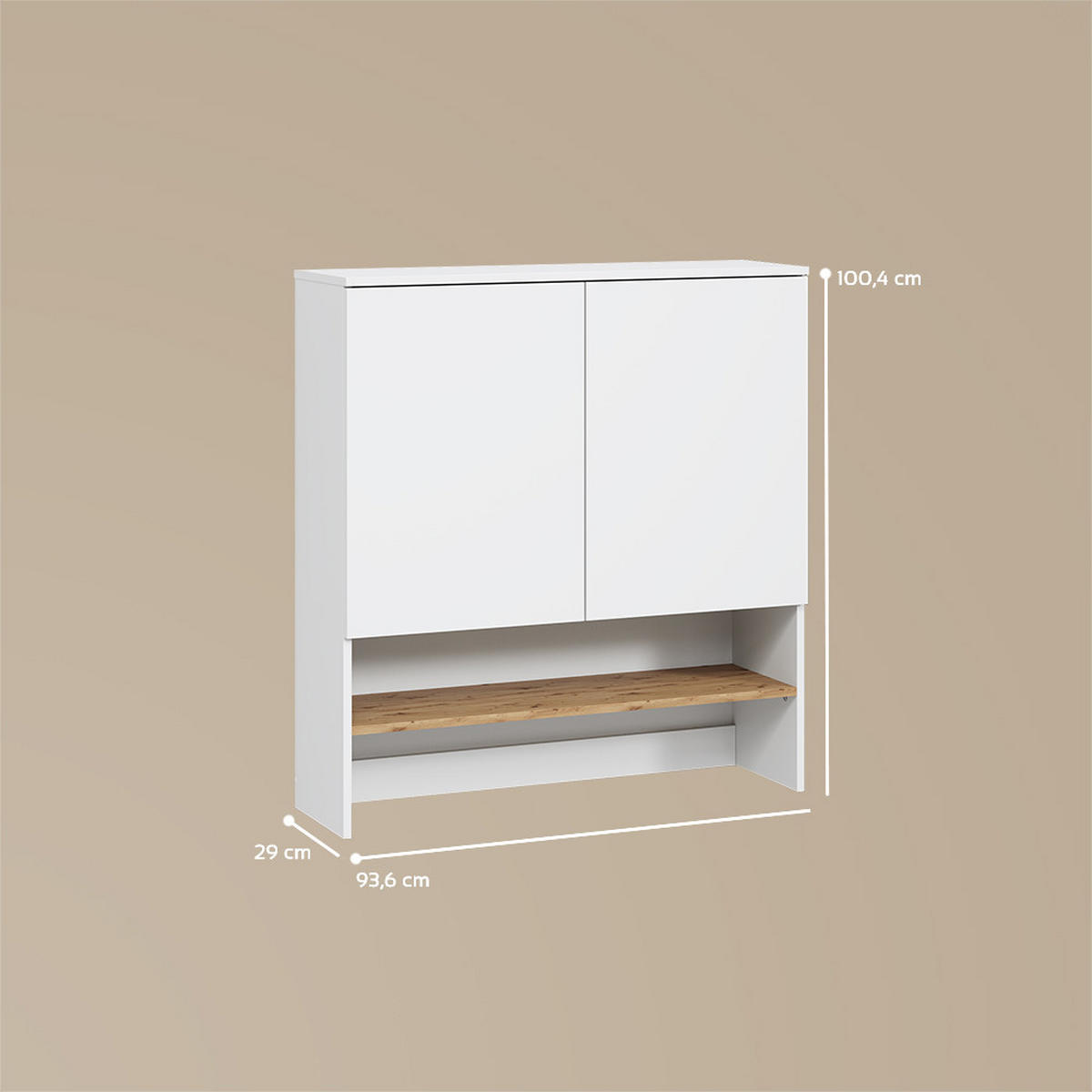 WASCHMASCHINENSCHRANK Paolina Weiß/Artisan 93.6 x 100.4 cm - Weiß/Eiche Artisan, Holzwerkstoff (93.6/100.4/29cm) - Livinity®