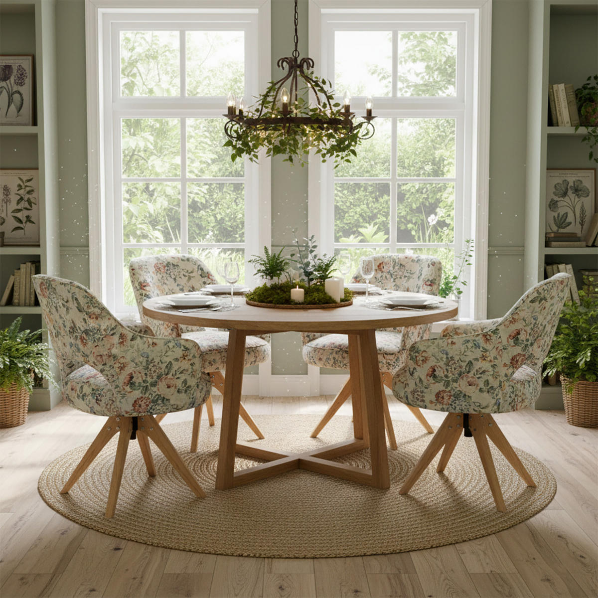 DREHSTUHL Mika-Lena 2er-Set - Honigeiche/Multicolor, Eichenholz/Holz (60/87/65cm) - DUBI Möbel