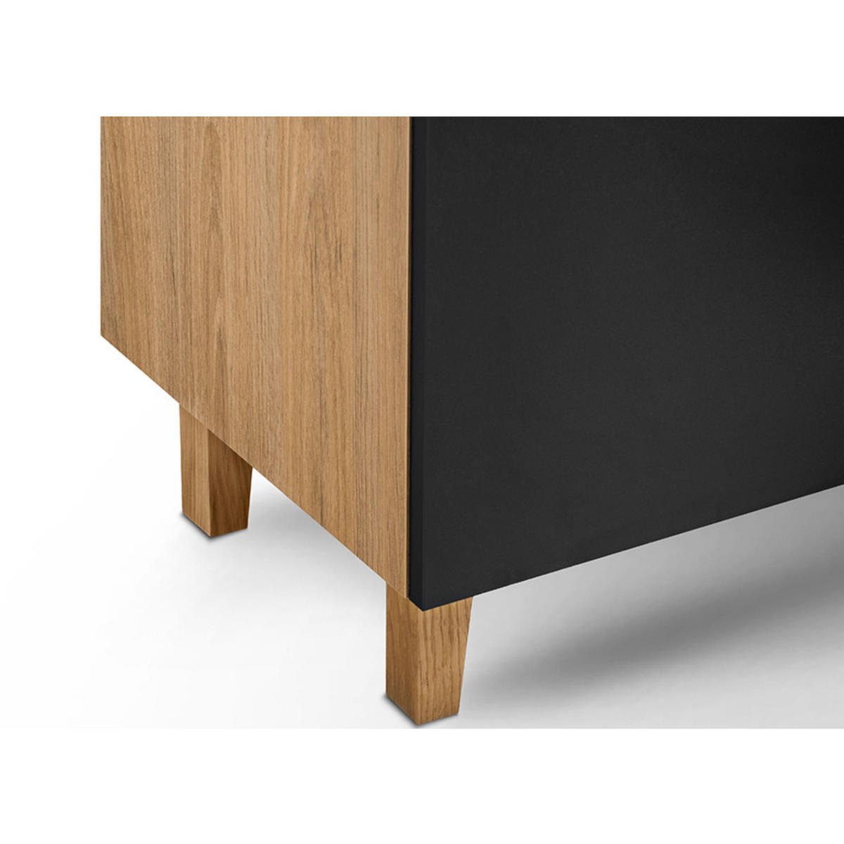 KOMBIKOMMODE FRISK 2 Türen und 4 Schubladen, schwarz - Eichefarben/Schwarz, Eichenholz/Holzwerkstoff (150/81/46cm) - KONSIMO®