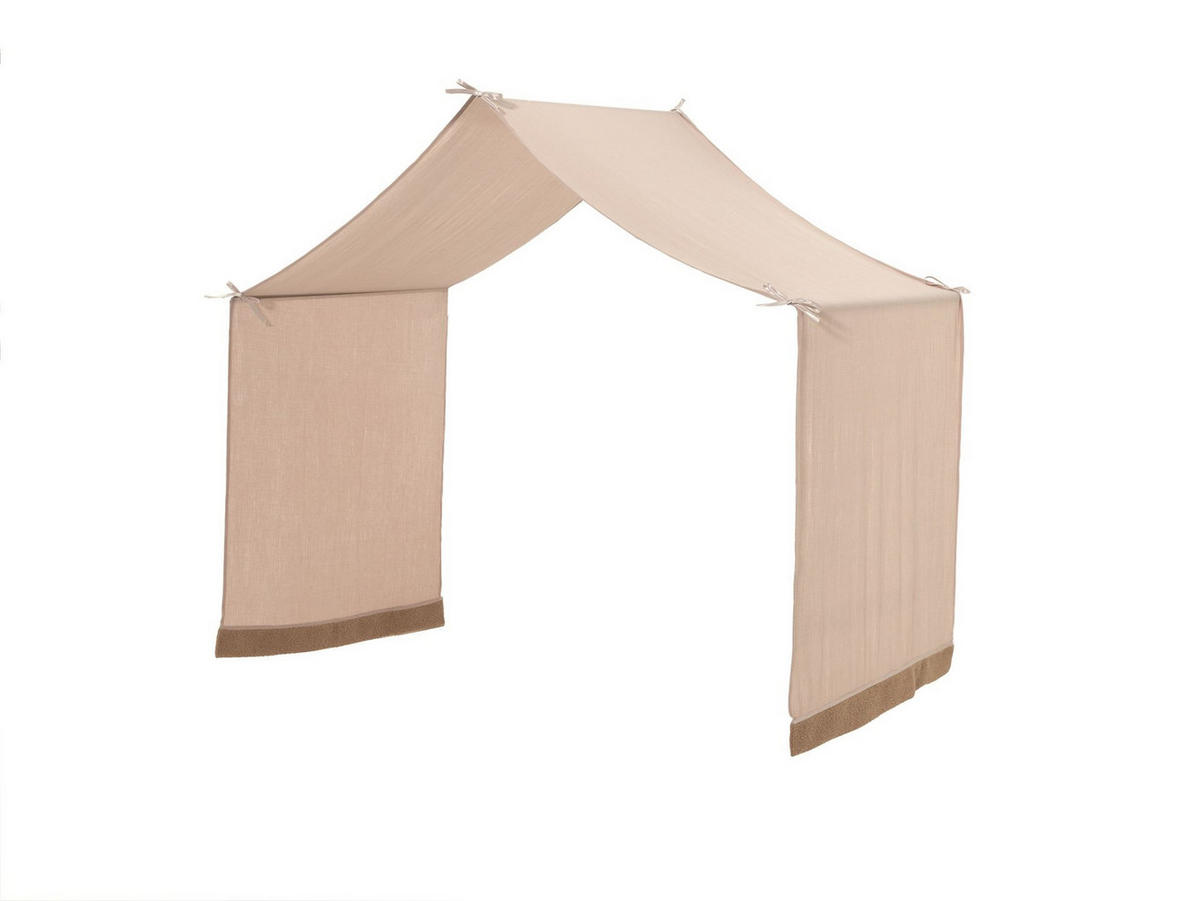 HAUSBETT Kelci 90x200 mit Dach und Textilhimmel Buche massiv natur - Buchefarben, Holz (90/200cm) - 58aufmkessel