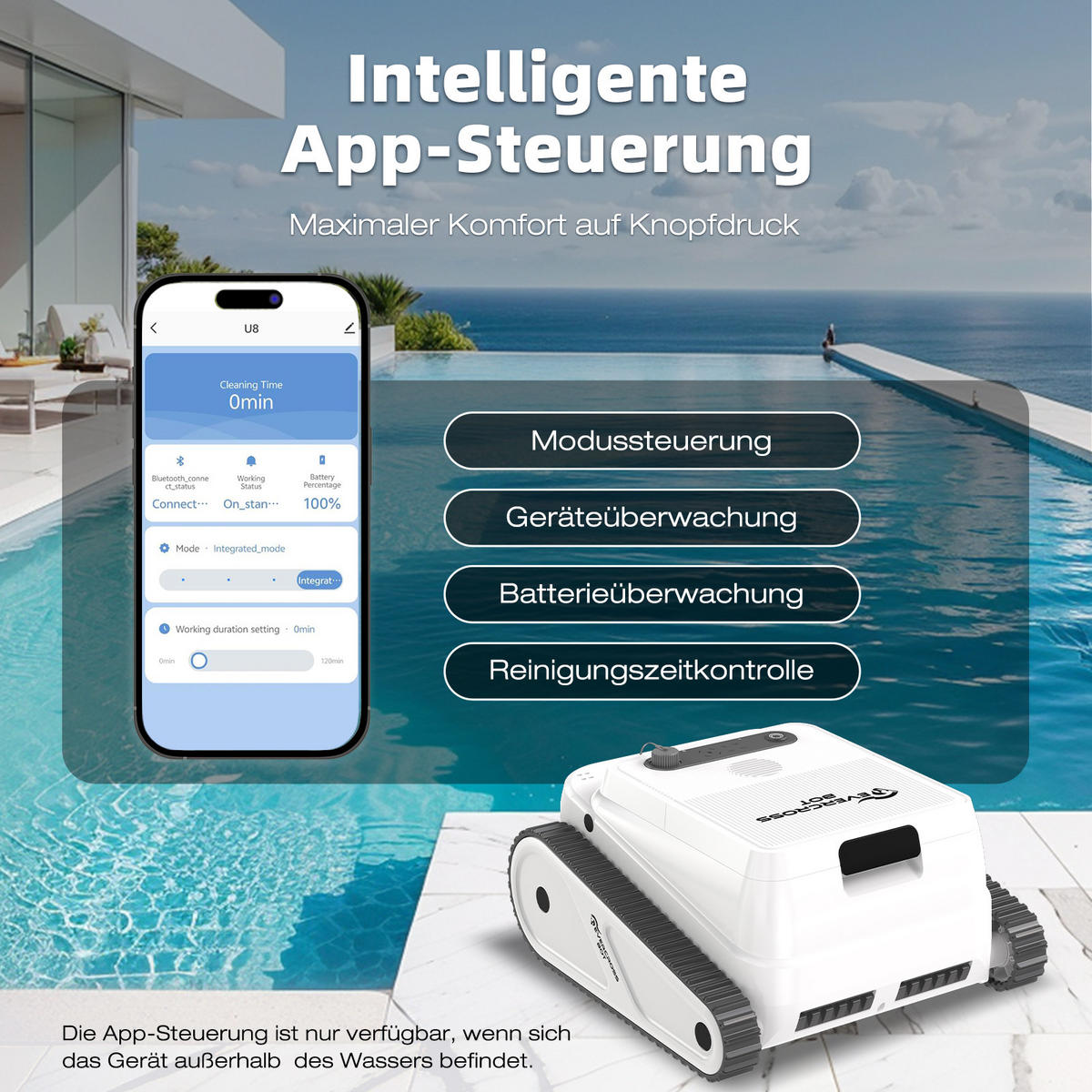 POOLROBOTER U8 - Weiß, Kunststoff (46.3/30.7/49.6cm) - EVERCROSS BOT
