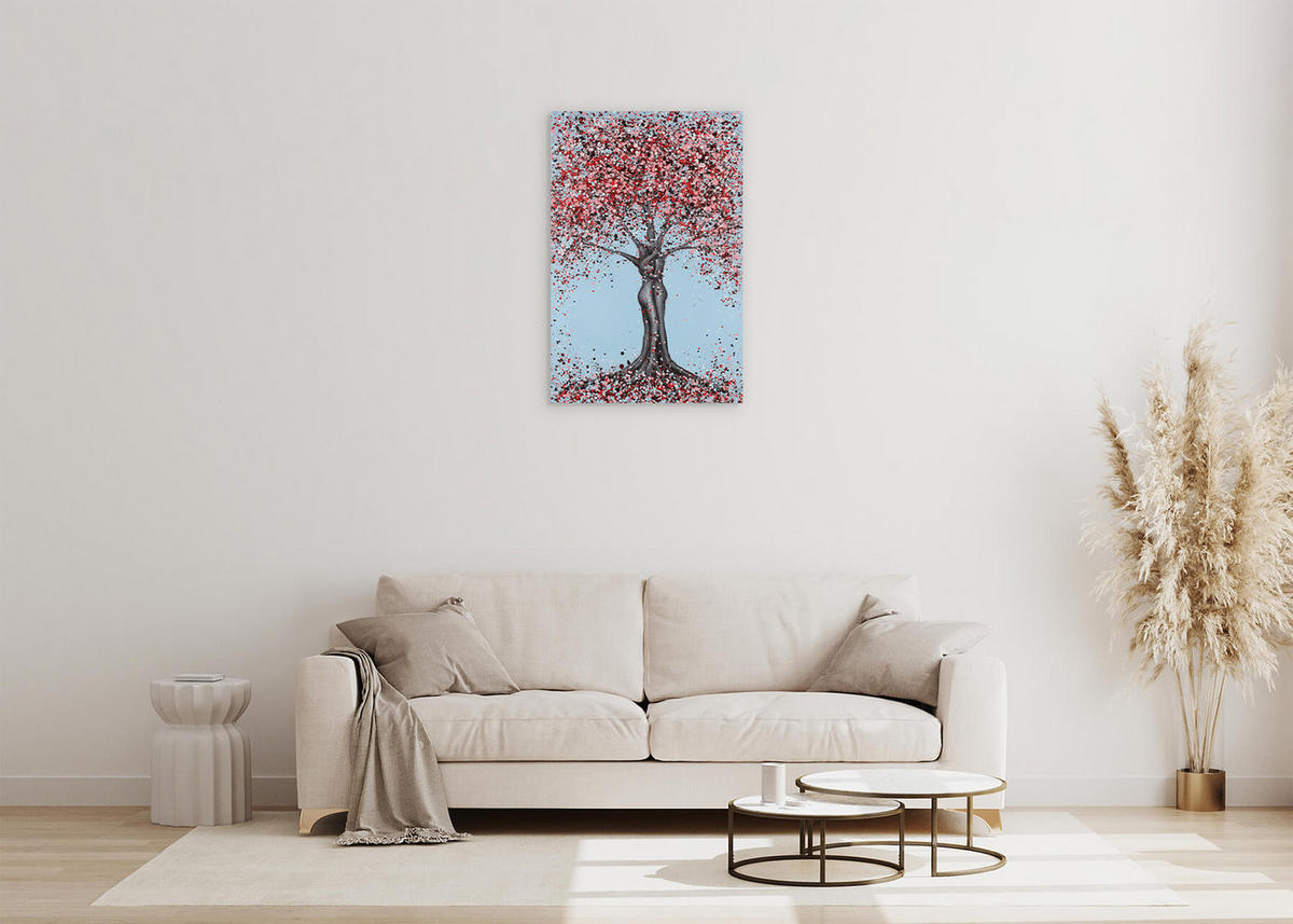 ACRYLBILD HANDGEMALT 60/90 cm - Blau/Pink, Holz/Textil (60/90cm) - KUNSTLOFT