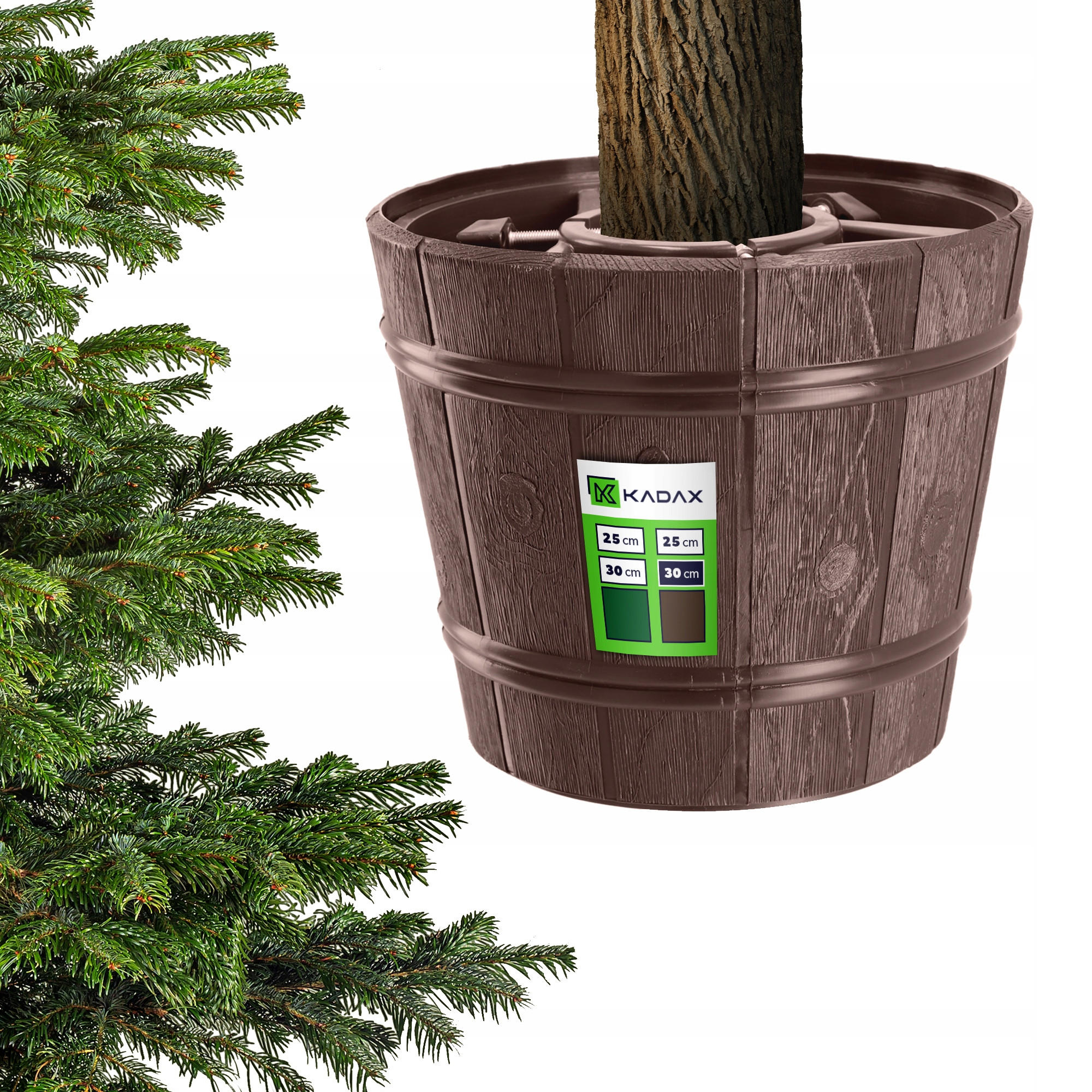 KADAX Großer Weihnachtsbaumständer für einen echten Weihnachtsbaum, Blumentopfbaum, 2,8 m - Braun, Kunststoff (29.5cm) - KADAX