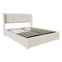 POLSTERBETT 160x200 cm mit hydraulischem Stauraum - Gepolstertes Kopfteil - ohne Matratze - Leinen - Beige - Beige, Textil (160/200cm) - DELFA