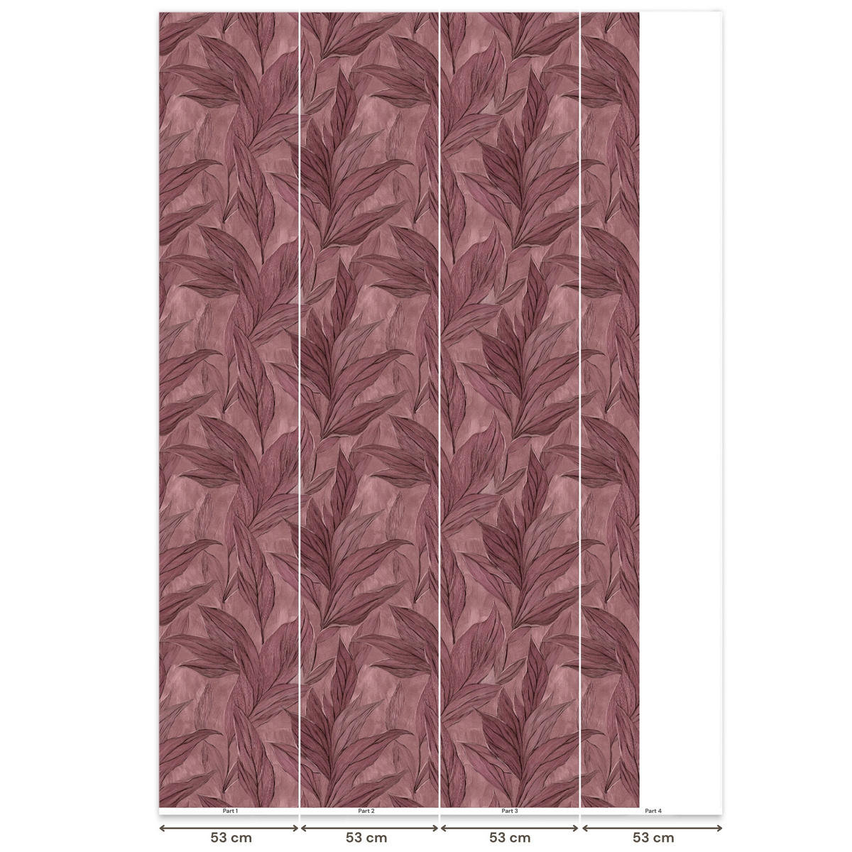 TAPETE - Blätter - Muster - Lila - 160x280 cm - Altrosa, Papier (160/280cm) - OnlyWow