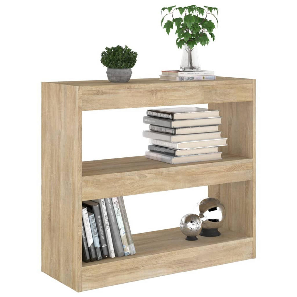 BÜCHERREGAL mit 2 Ebenen 80/30/72 cm aus Holzwerkstoff inSonoma-Eiche Dekor - Sonoma Eiche, Holz (80/72/30cm) - vidaXL