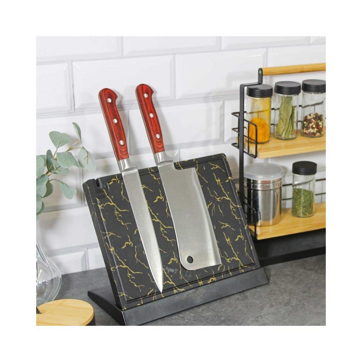 MESSERBLOCK Silber 27/23/27 cm 3772 - Silberfarben, Holz (23/27/27cm) - Brunbeste