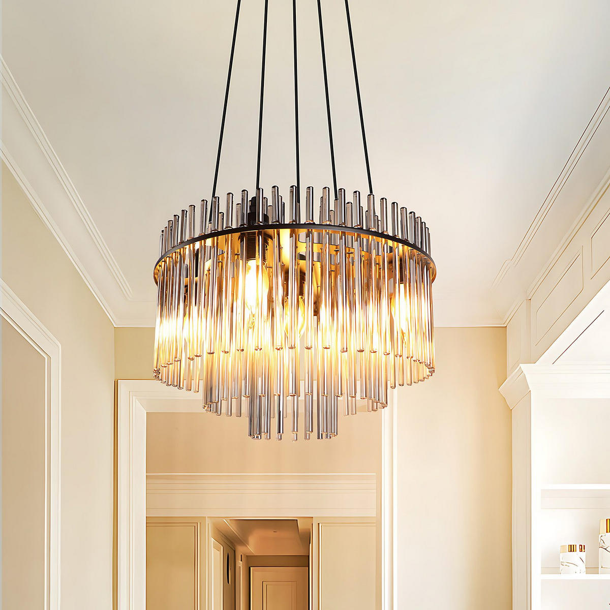 PENDELLEUCHTE BERLEBURG Ⅲ 15/40/150 cm - Schwarz, Metall (15/40/150cm) - Nettlife