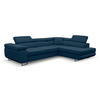 ECKSOFA Jerry in L-Form mit Schlaffunktion und Bettkasten, Farbe: Blau, Veloursstoff, Ottomane Rechts - Blau, Textil (275/202cm) - VENASI MÖBEL