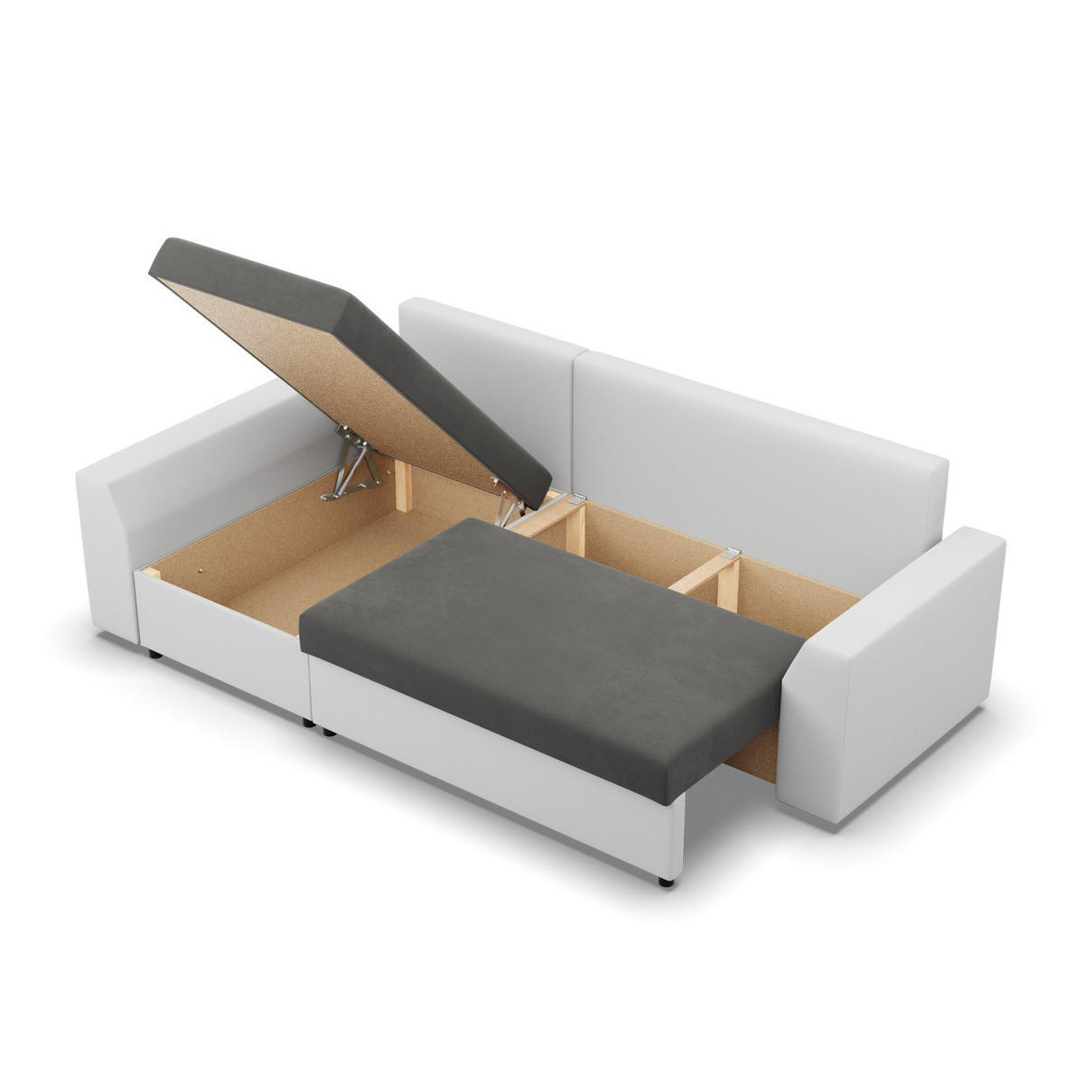 ECKSOFA MIT SCHLAFFUNKTION LUGO BONELL Grau/Weiß - Weiß/Grau, Textil (140/243cm) - Mebligo