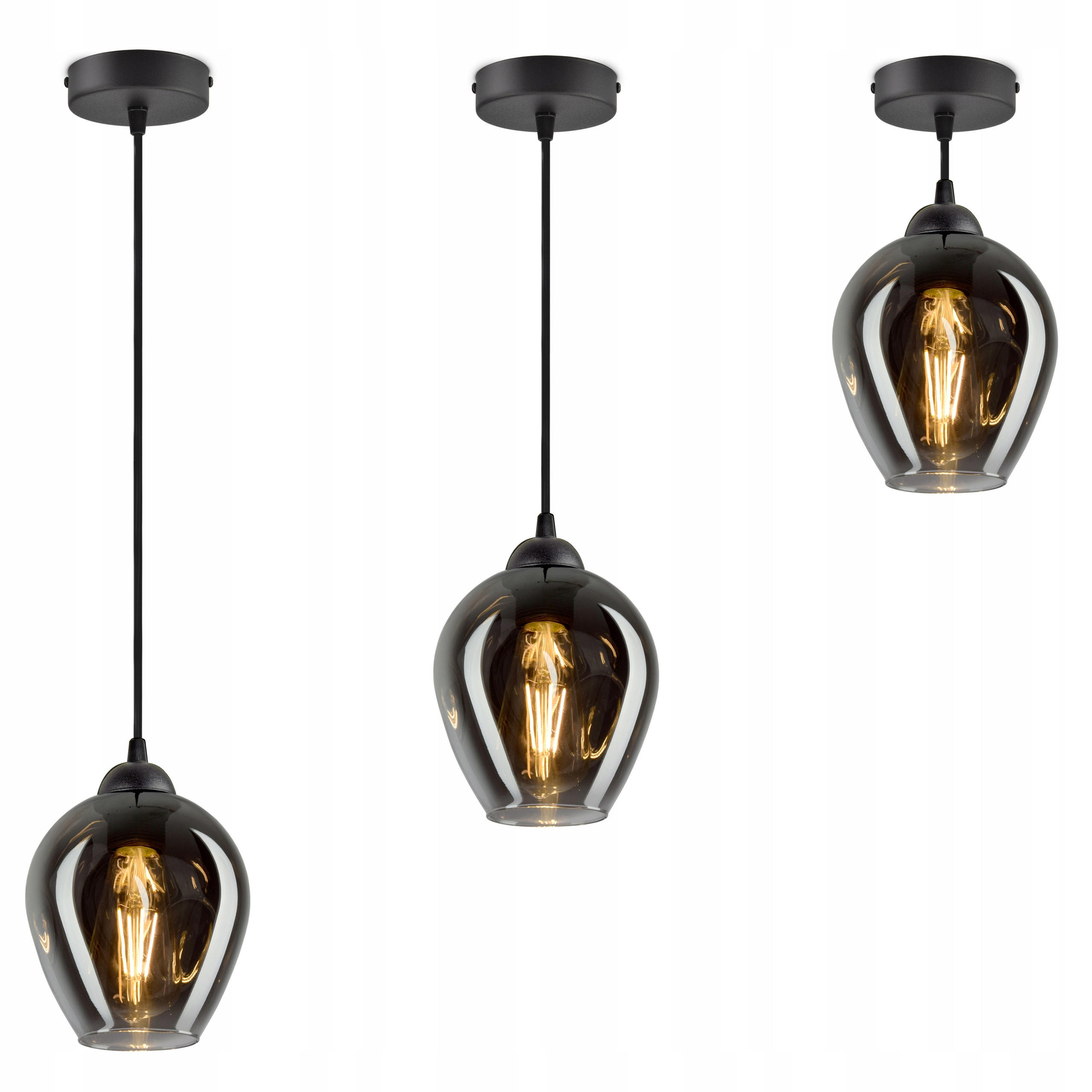 PENDELLEUCHTE Hegel - Transparent/Anthrazit, Glas/Metall (15/15/80cm) - kiki design