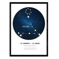 POSTER Sternzeichen Allgemein A4 Schwarzer Rahmen - Schwarz, Papier (29.7/5/21cm) - Nacnic