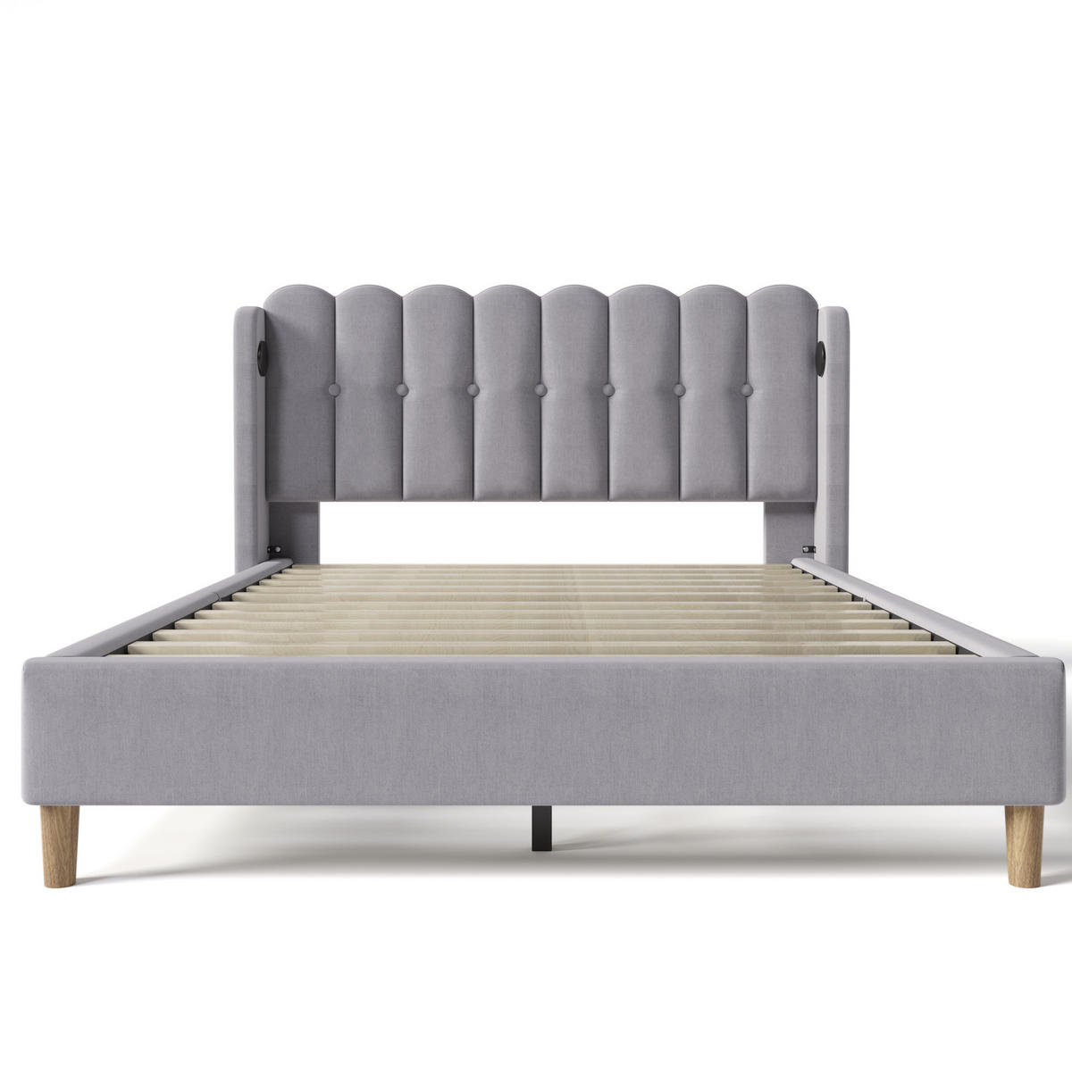 POLSTERBETT 140/200 cm in Grau mit USB- und Type-C-Anschlüssen - Grau, Textil (140/200cm) - Flora Grace