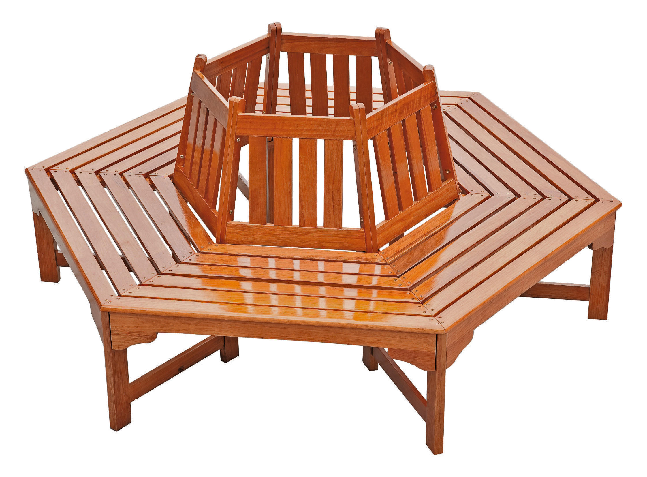 BAUMBANK Nadia 6eckig Eukalyptus Braun 78x155x155cm - Braun, Holz (155/78/155cm) - DELUKE