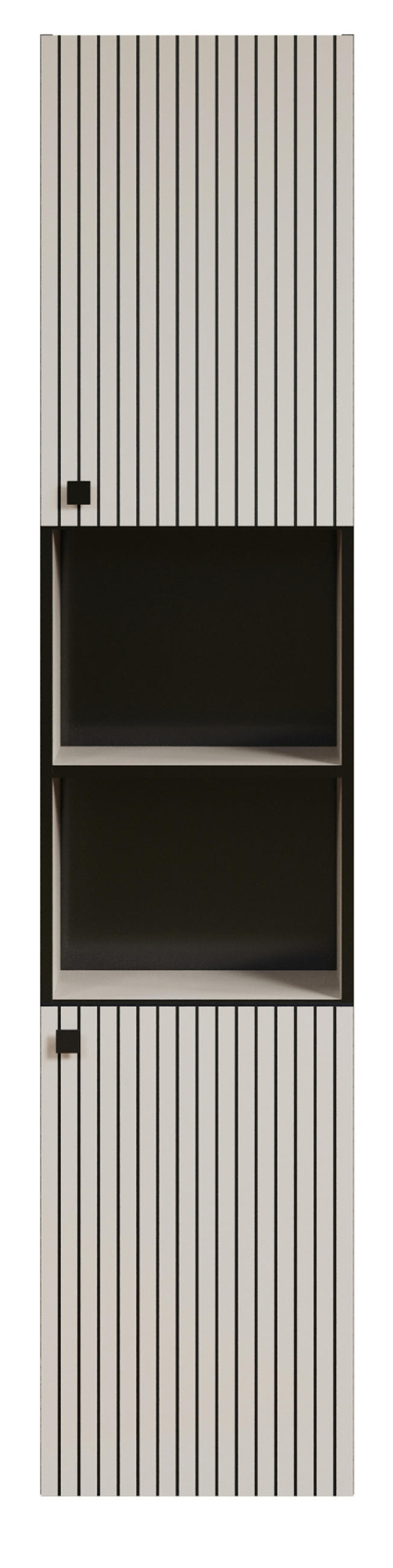 HOCHSCHRANK Kaschmir, grau 40 x 186 cm, Badschrank 2-türig - Kaschmir/Schwarz, Holzwerkstoff/Metall (40/186/31cm) - Top.Furn