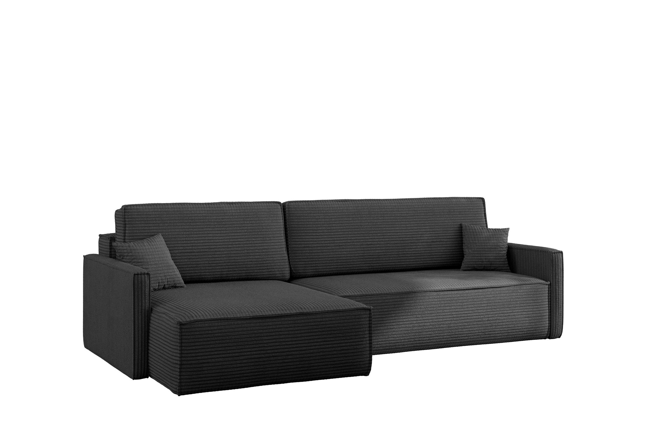 SCHLAFSOFA Carlos, Ecksofa L-Form mit schlaffunktion und bettkasten Stoff Poso Graphit Rechts - Graphitfarben, Holz (250/83/142cm) - Kaiser Möbel