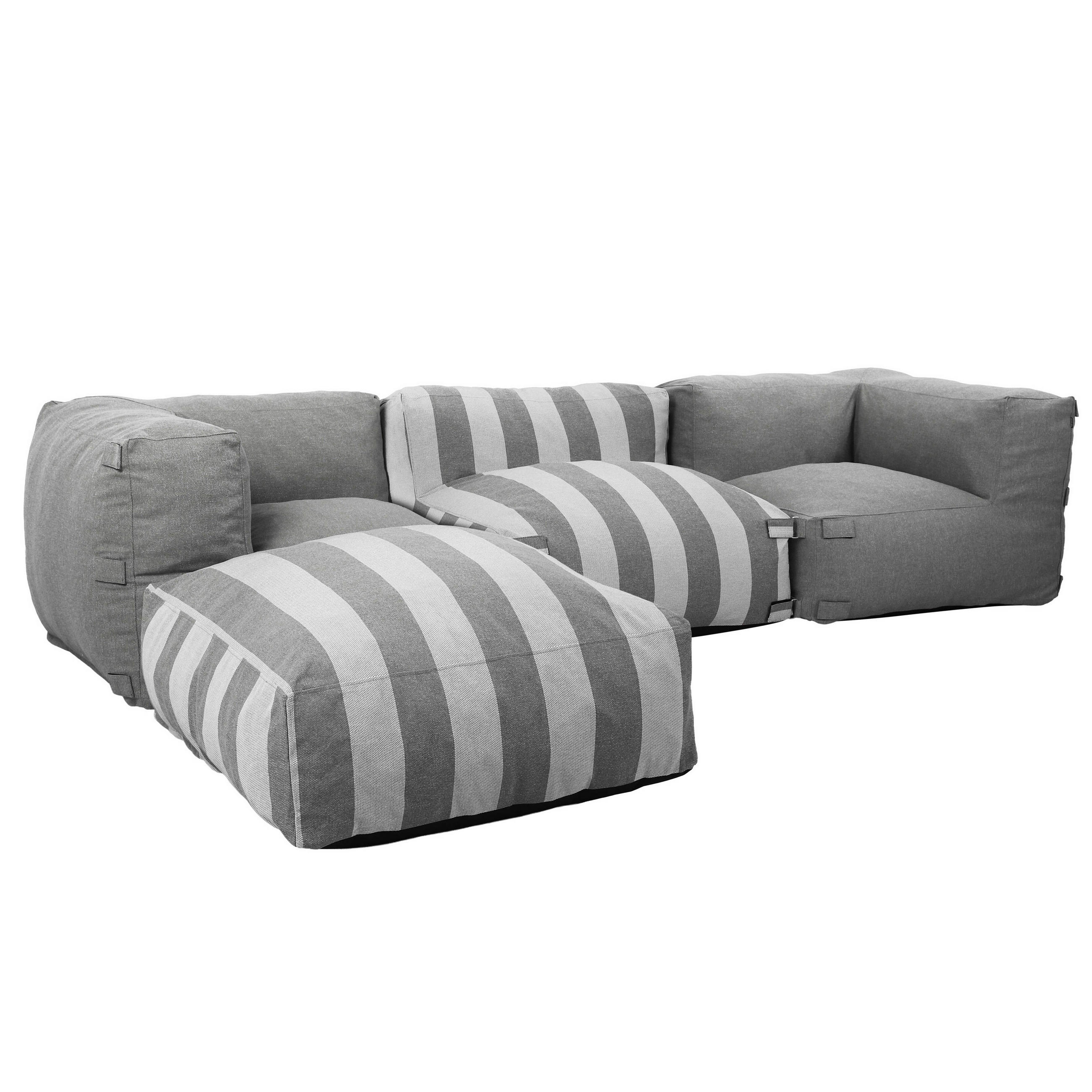 GARTENSOFA mit 4 Sitzplätzen, Grau - Grau, Textil - Oviala