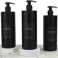 SEIFENSPENDER 3-teiliges Set 500ml Schwarz mit Etiketten - Schwarz, Kunststoff (6.6/17/6.6cm)