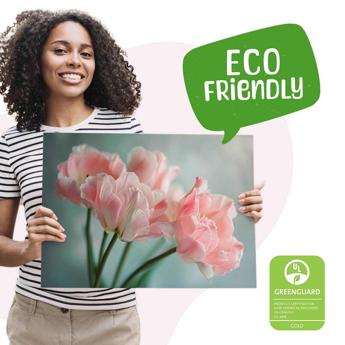 LEINWANDBILD für Wohnzimmer Blumen Tulpen Pflanzen Natur 30cm x 20cm - Blau/Rosa, Textil (30/20cm) - Muralo