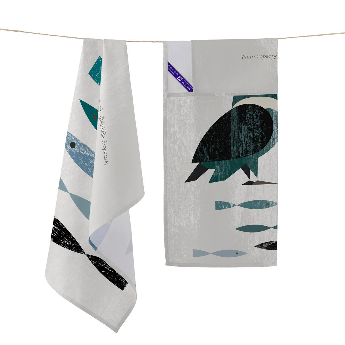 GESCHIRRTUCH (2 tlg) kingfisher 70x50 cm mehrfarbig - Multicolor, Textil (70/50cm) - Happy Friday