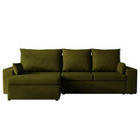 ECKSOFA Paco mit Bettkasten und Schlaffunktion, L-Form/XL-Form, Velourstoff, Universal - Olivgrün, Holzwerkstoff (276/145cm) - 4ALL HOME