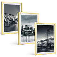 BILDER SET 3er Set - 40x60 cm Goldrahmen - Brücken, Stadtarchitektur, Grau - Goldfarben, Kunststoff (40/60cm) - TULUP