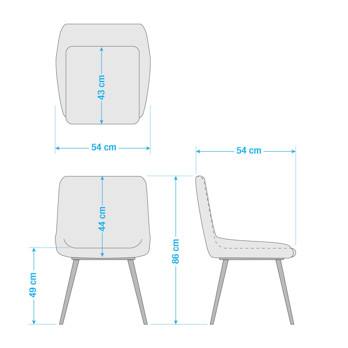 POLSTERSTUHL - Microfaser / Metall - Braun, Textil/Metall (54/86/62cm) - home24