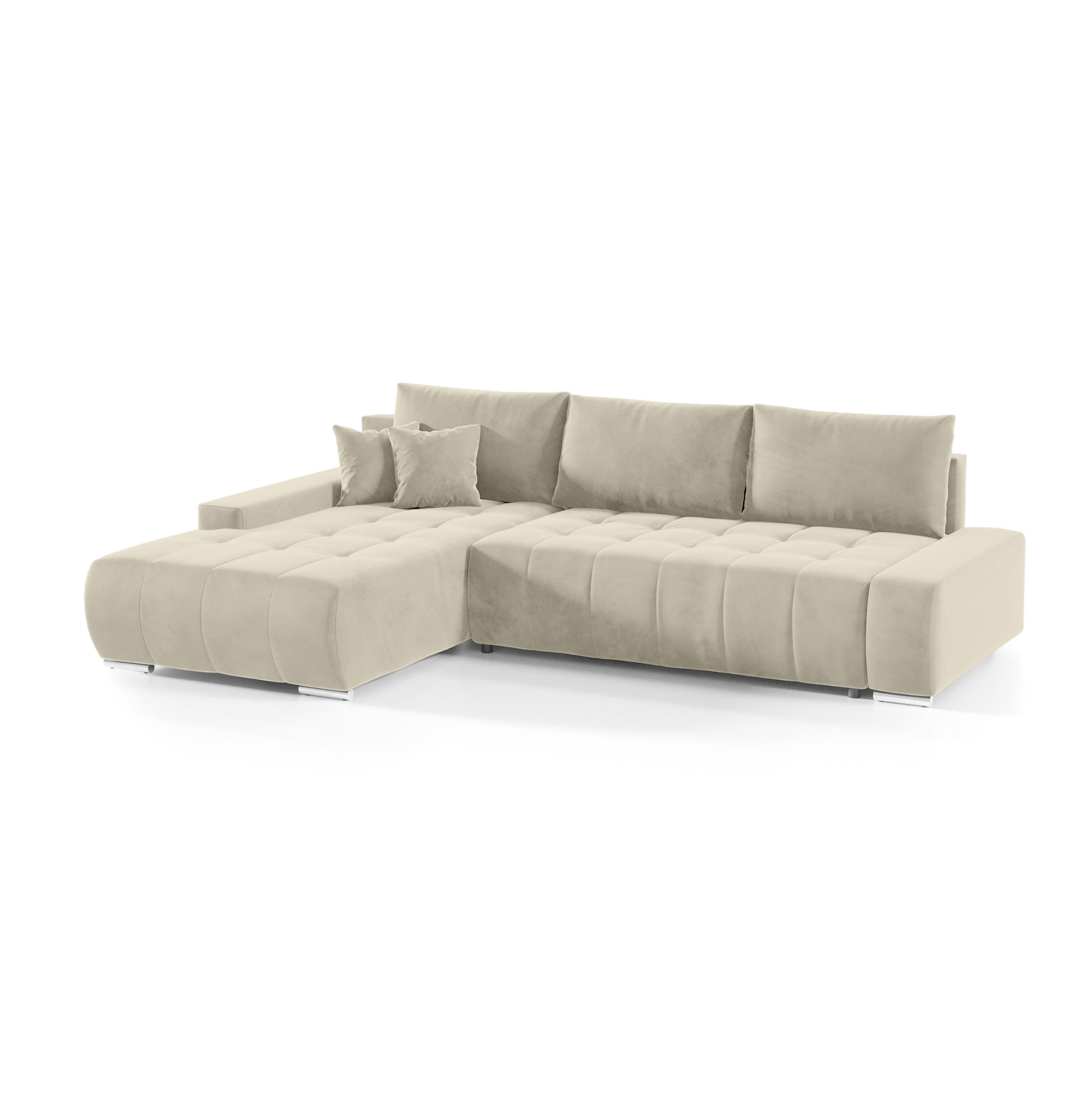 ECKSOFA mit Schlaffunktion Dhaka L, Vanille - Beige, Textil (185/265cm) - Fedve