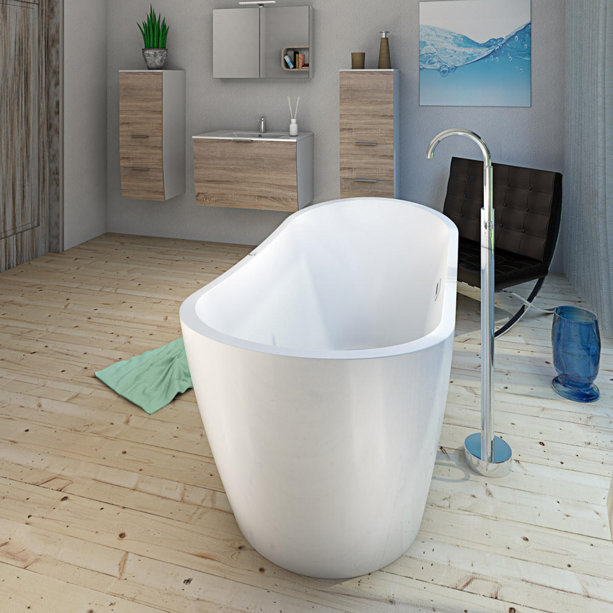 WHIRLPOOL freistehend F13 Armatur AF02 - Weiß, Glas/Kunststoff (80/72/180cm) - AcquaVapore by Sandra Jentho