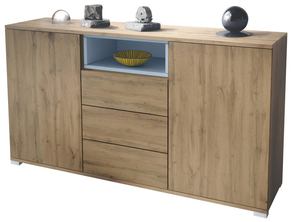 SIDEBOARD Skadu Denim matt - Pastellblau, Holzwerkstoff (138.5/75.5/35cm) - Vladon