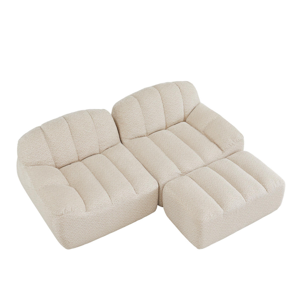 ECKSOFA 210×165×79 cm Granular Fleece rahmenlos modular mit Ottoman,weiß - Weiß, Textil (165/210cm) - Luhomfu