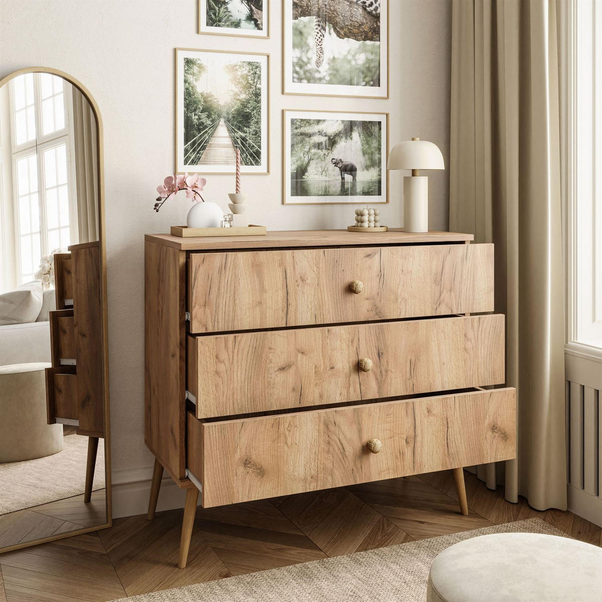 KOMMODE mit Schubladen HARMONY Craft Gold Eiche - Eichefarben, Holzwerkstoff (100/85/41cm) - Lookway